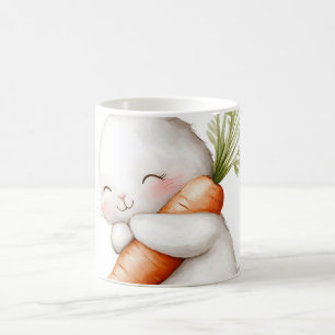 Aquarell Fluffiger Hase Karotten Liebe  Kaffeetasse