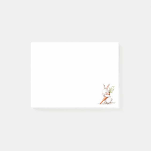 Aquarell Fluffiger Hase Karotten Liebe  Post-it Klebezettel (Vorderseite)