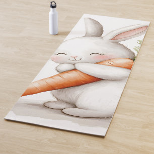 Aquarell Fluffiger Hase Karotten Liebe  Yogamatte