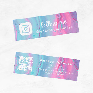 Aquarell folgen Instagram Social Media QR-Code Mini Visitenkarte