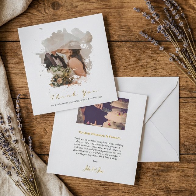 Aquarell Foto Effekt, Hochzeit danke Karte (Watercolor photo effect, wedding thank you card.)