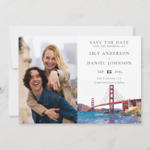 Aquarell-Foto-Hochzeit in San Francisco Save The Date