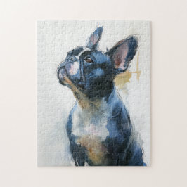 Aquarell Französische Bulldogge sitzend