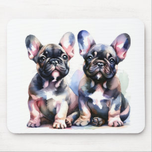 Aquarell Französische Bulldogge süße Welpen Mousepad