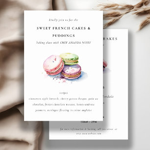 Aquarell-Französische-Macarons-Bäckerei-Kochkurs Einladung