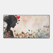 Aquarell-Frau-Silhouette mit Herzen
