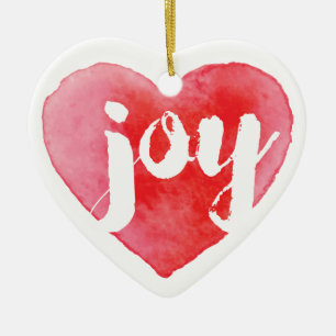 Aquarell-Freude-Herz-Weihnachtsbaum-Verzierung Keramik Ornament