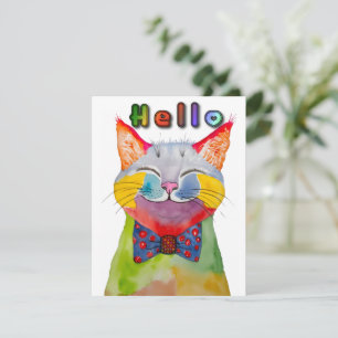 Aquarell-Freudige-Katze-Grußkarte Einladung