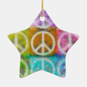 Aquarell-Friedensstern-Verzierung Keramik Ornament