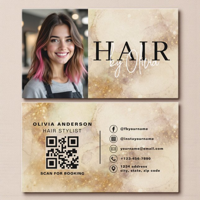 Aquarell-Friseur-Foto-QR-Code  Visitenkarte (Von Creator hochgeladen)