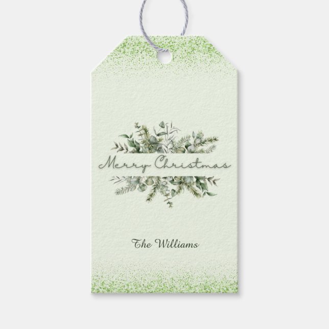 Aquarell Frohe Weihnachten Custom Green Geschenkanhänger (Vorderseite)