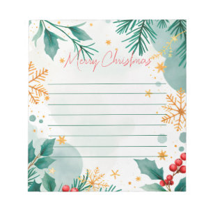 Aquarell Frohe Weihnachten Elegantes Notepad Notizblock
