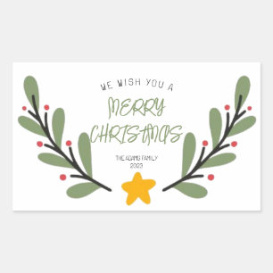 Aquarell Frohe Weihnachtsaufkleber Rechteckiger Aufkleber
