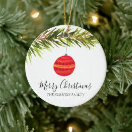 Aquarell Frohe Weihnachtsbaum Fröhlich und hell Keramik Ornament