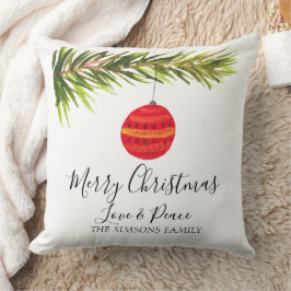 Aquarell Frohe Weihnachtsbaum Fröhlich und hell Kissen