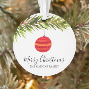 Aquarell Frohe Weihnachtsbaum Fröhlich und hell Ornament