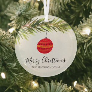 Aquarell Frohe Weihnachtsbaum Fröhlich und hell Ornament Aus Glas