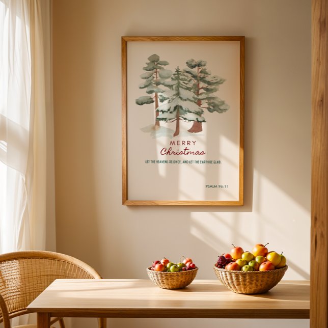 Aquarell Frohe Weihnachtsgrüße Poster (Minimalist Watercolor Merry Christmas Print)