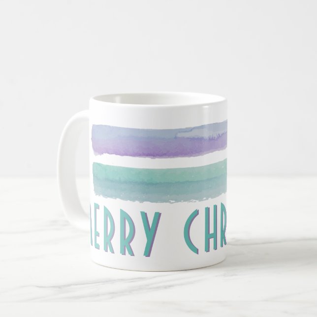 Aquarell Frohe Weihnachtstypografie Urlaub Kaffeetasse (Vorderseite Links)