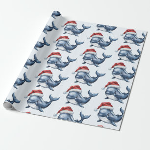 Aquarell Frohe Weihnachtswale Zeichnend Geschenkpapier