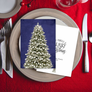 Aquarell Fröhlicher Kleiner Weihnachtsbaum Marineb Feiertagskarte