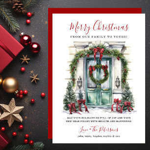 Aquarell-Fronttür Frohe Weihnachten