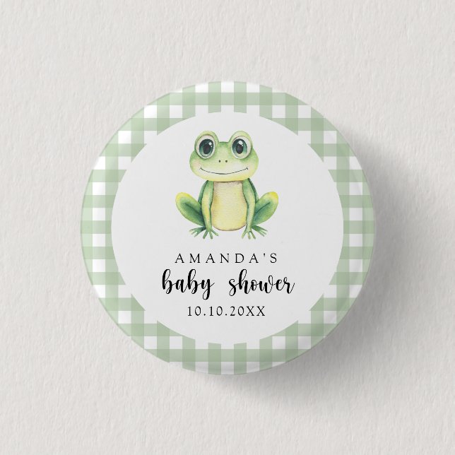 Aquarell Frosch Babyparty Button (Vorderseite)
