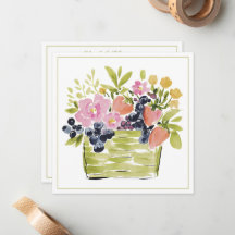 Aquarell-Früchte- und Blumenkorb