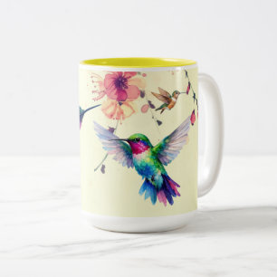 Aquarell Frühling Mai Kolibris Zweifarbige Tasse