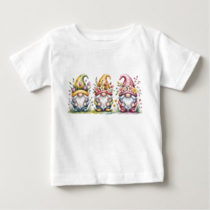 Aquarell-Frühlings-Gnom-Trio mit Blumenhüten Baby T-shirt