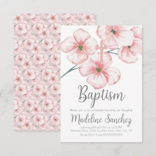 Aquarell-Frühlings-Taufe Floral Rosa Widmung  Einladung