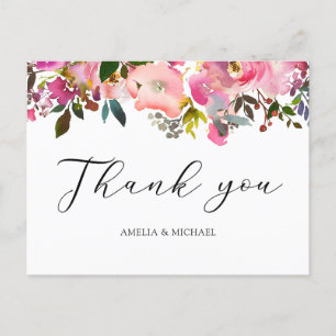 Aquarell-Frühlingsblumen-Dankeschön-Postkarte Postkarte