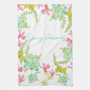 Aquarell Frühlingsblumen Geschirrtuch