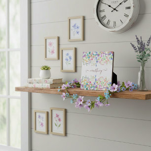 Aquarell-Frühlingsblumen personalisiert   Fotoplatte