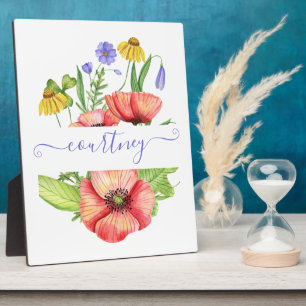Aquarell-Frühlingsblumen personalisiert Fotoplatte