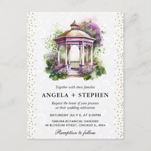 Aquarell Frühlingsgarten Pavillon Hochzeit Postkarte