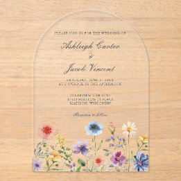 Aquarell-Frühlingsgarten-Wildblumen-Hochzeit Acryleinladungen