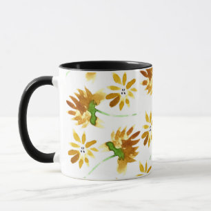 Aquarell-Frühlingsgelb-Blumen-Botanik-Muster Tasse