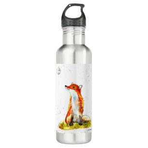 Aquarell-Fuchs-Wald-Waldtiere-rustikale Babysachen Edelstahlflasche