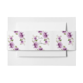 Aquarell Fuchsienrosen und Pfingstrosen Hochzeit Einladungsbanderole