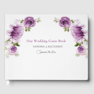 Aquarell Fuchsienrosen und Pfingstrosen Hochzeit Gästebuch