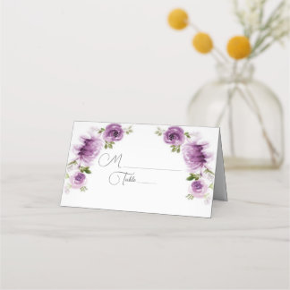 Aquarell Fuchsienrosen und Pfingstrosen Hochzeit Platzkarte