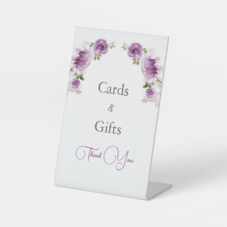 Aquarell Fuchsienrosen und Pfingstrosen Hochzeit Sockelschild