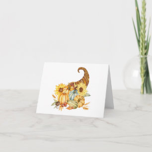 Aquarell Füllhorn mit Kürbissen, Sonnenblume Karte