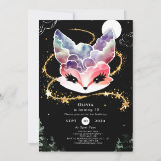 Aquarell Fun Fox Geburtstag Einladung