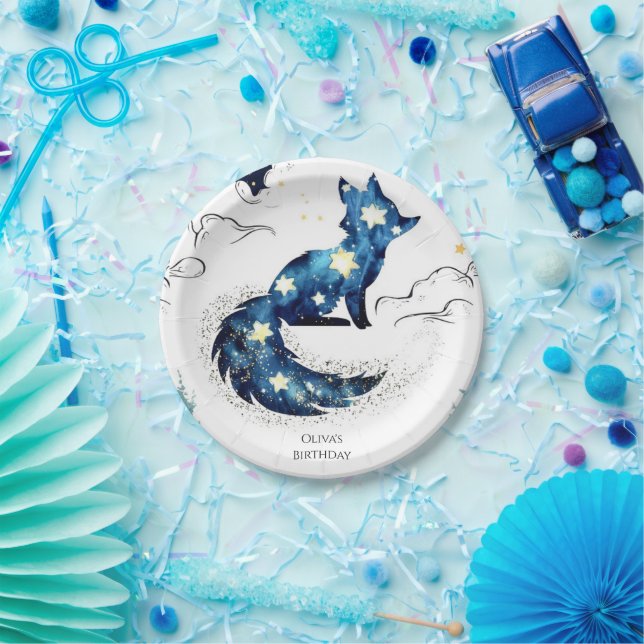 Aquarell Fun Fox Geburtstag Pappteller (Party)