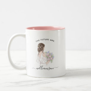 Aquarell Future Mrs. Braut Name   Monogramm Tasse