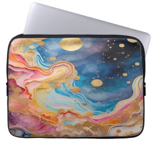 Aquarell-Galaxie und Planeten Laptopschutzhülle