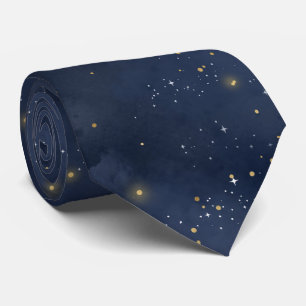 Aquarell Galaxy Universe Dark Blue Neck Tie Krawatte