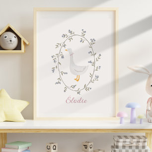Aquarell Gänse Personalisiertes Kinderzimmer Kinde Poster